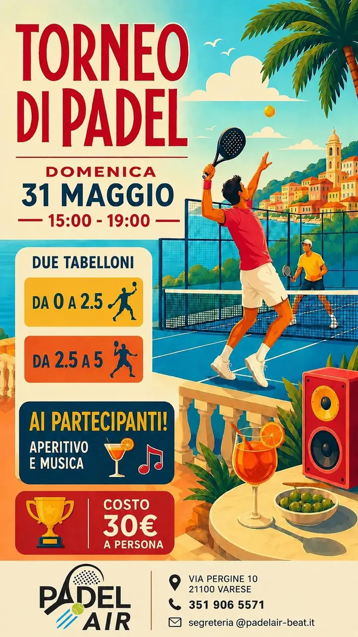 PadelAir Challenge - Torneo di padel domenica 31 maggio 2026